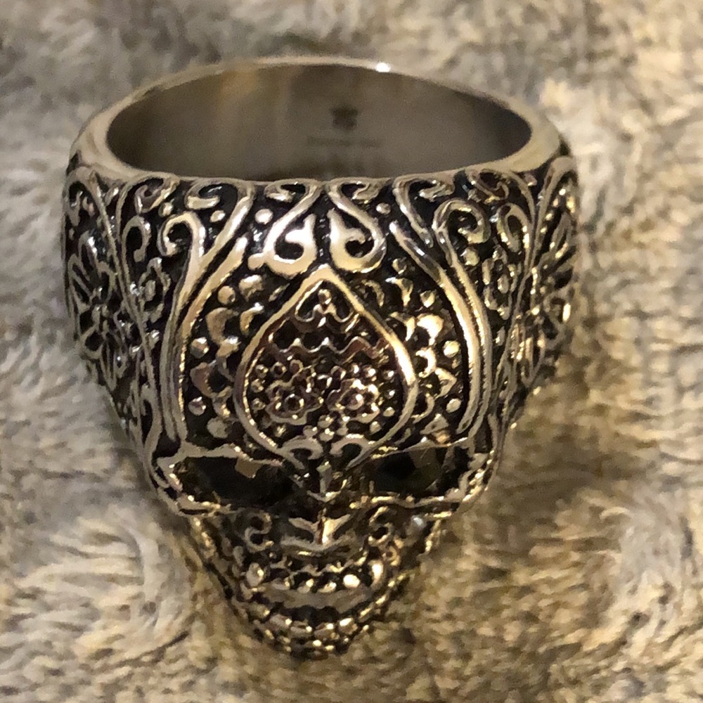 Vintage Black Diamond/Stainless Steel Skull 💀 Ring. NWT